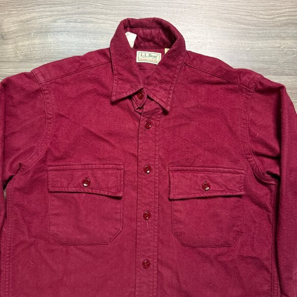 *Vintage L.L. Bean Men's Chamois Cloth Shirt Jacket Shaket - Dark Red - Picture 2 of 5